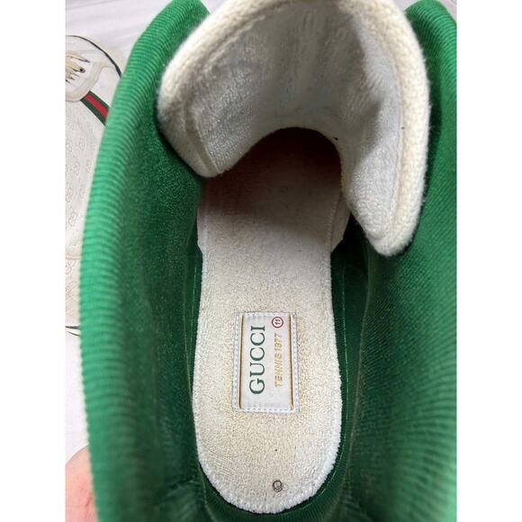 Men\'s Size 11.5 Gucci Tennis 1977 White GG Canvas Web Hight Top SPB-JB 366629 main image 12